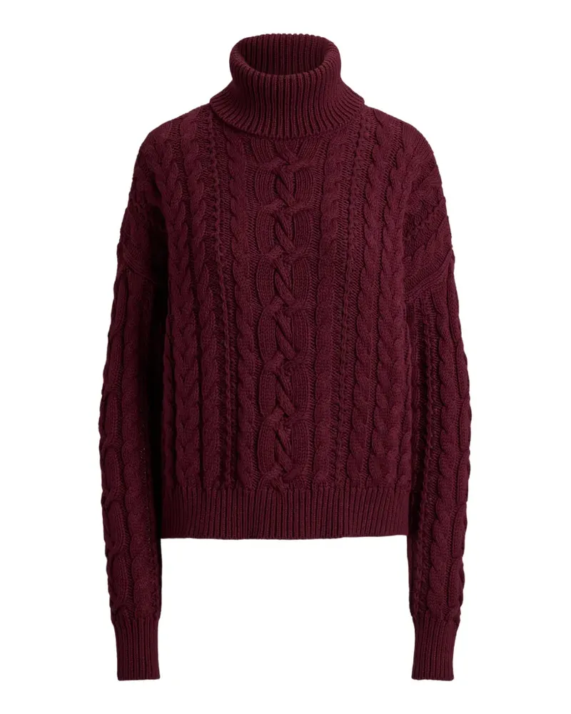 Ralph Lauren Langärmeliger Pullover mit Zopfmuster - Rot Rot