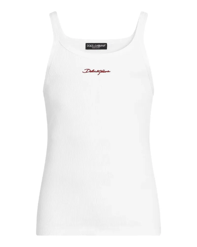 Dolce & Gabbana Tanktop mit DG-Stickerei - Weiß Weiß