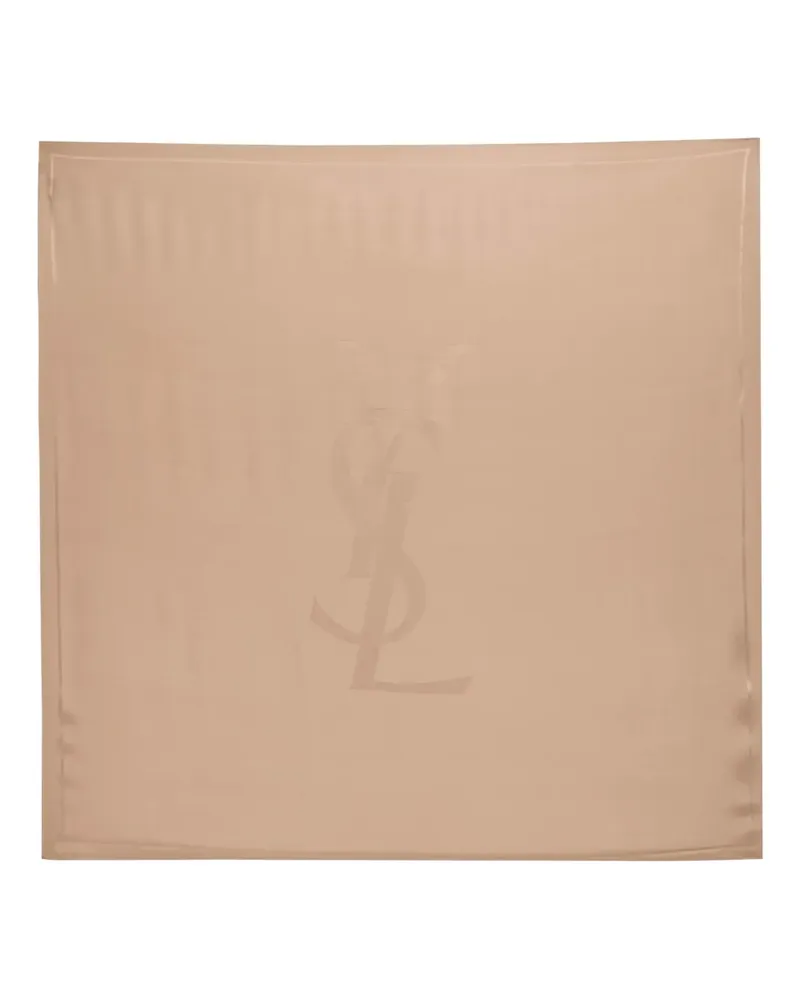 Saint Laurent Grand logo-jacquard silk scarf - Nude Nude