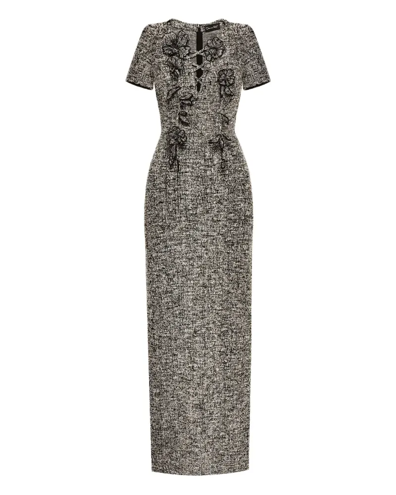 Oscar de la Renta Maxikleid mit Blumendetail - Schwarz Schwarz