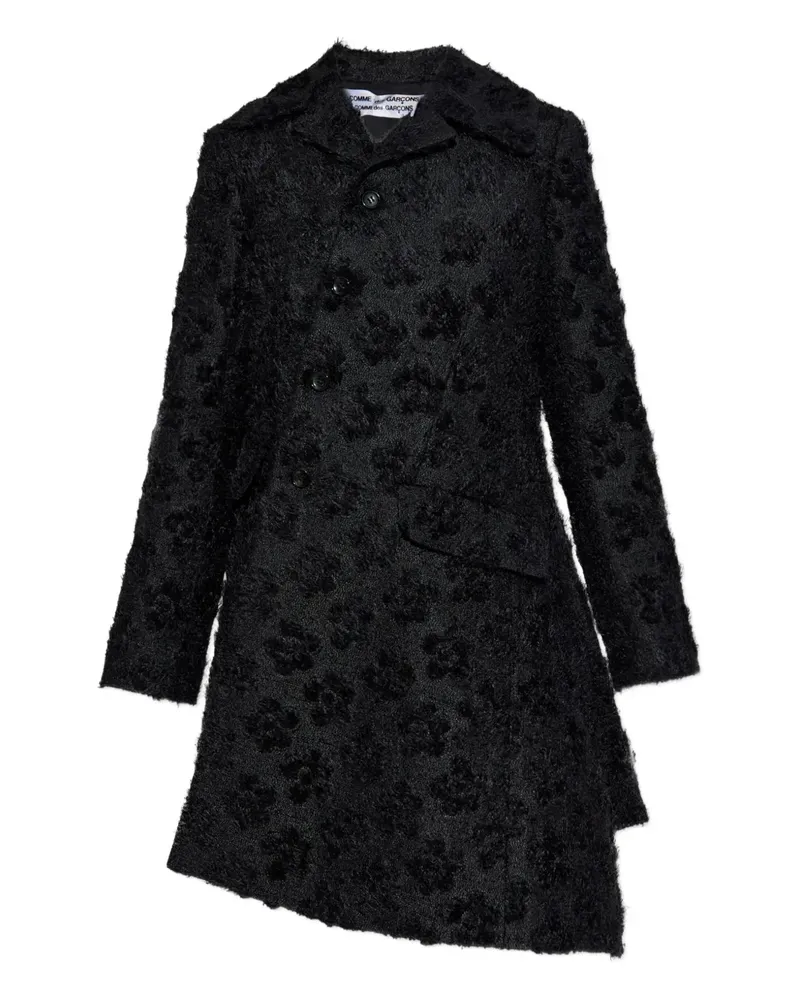 Comme des Garçons floral-embroidered asymmetric coat - Schwarz Schwarz