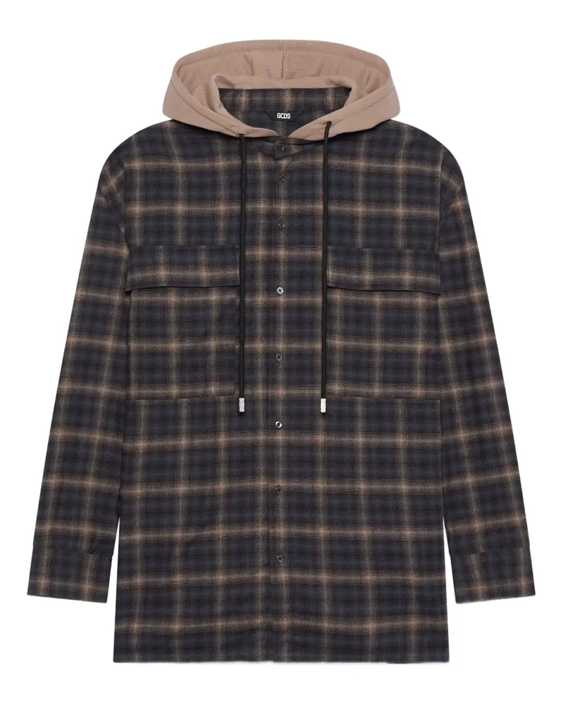 GCDS Kariertes Kapuzenhemd - Blau Blau