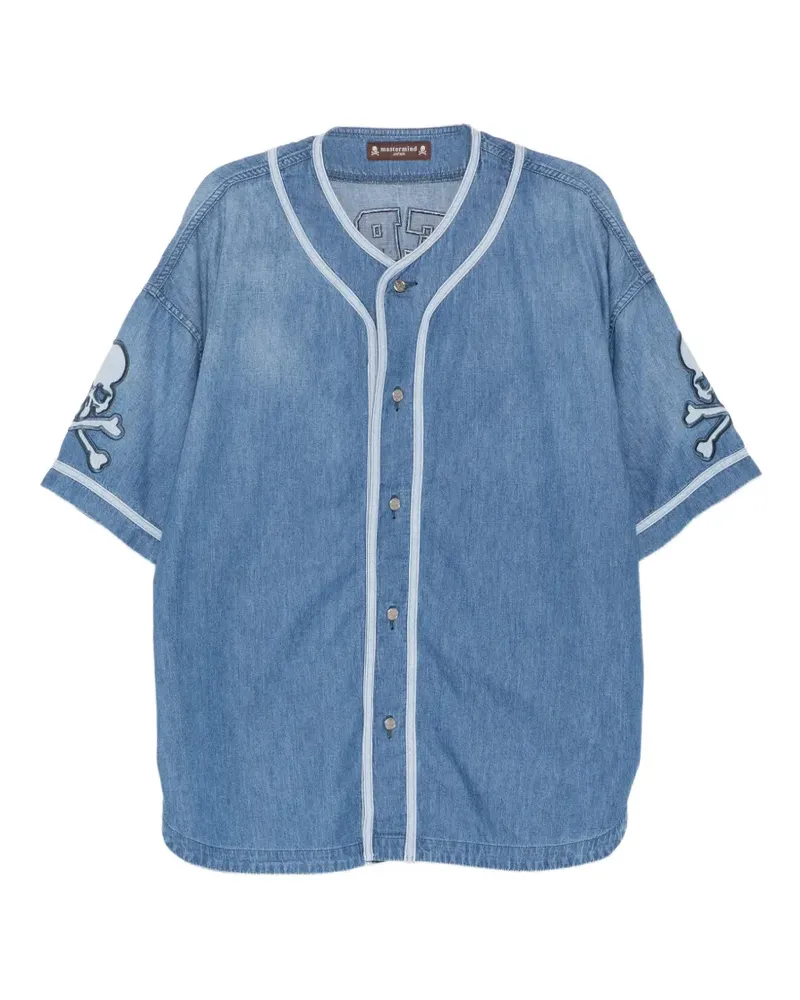 Mastermind Japan logo-patched panelled shirt - Blau Blau