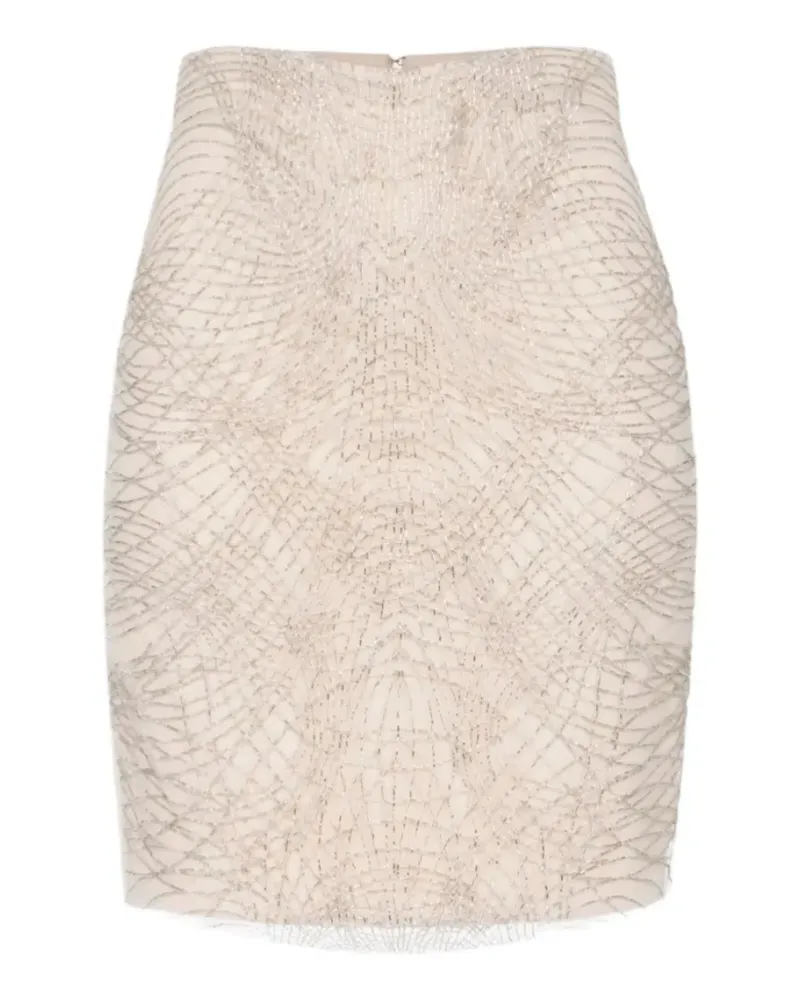 Elisabetta Franchi Gonna in crêpe leggero con cristalli ricamati La gonna in crêpe leggero da donna interpreta l’eleganza contemporanea con una sil Nude