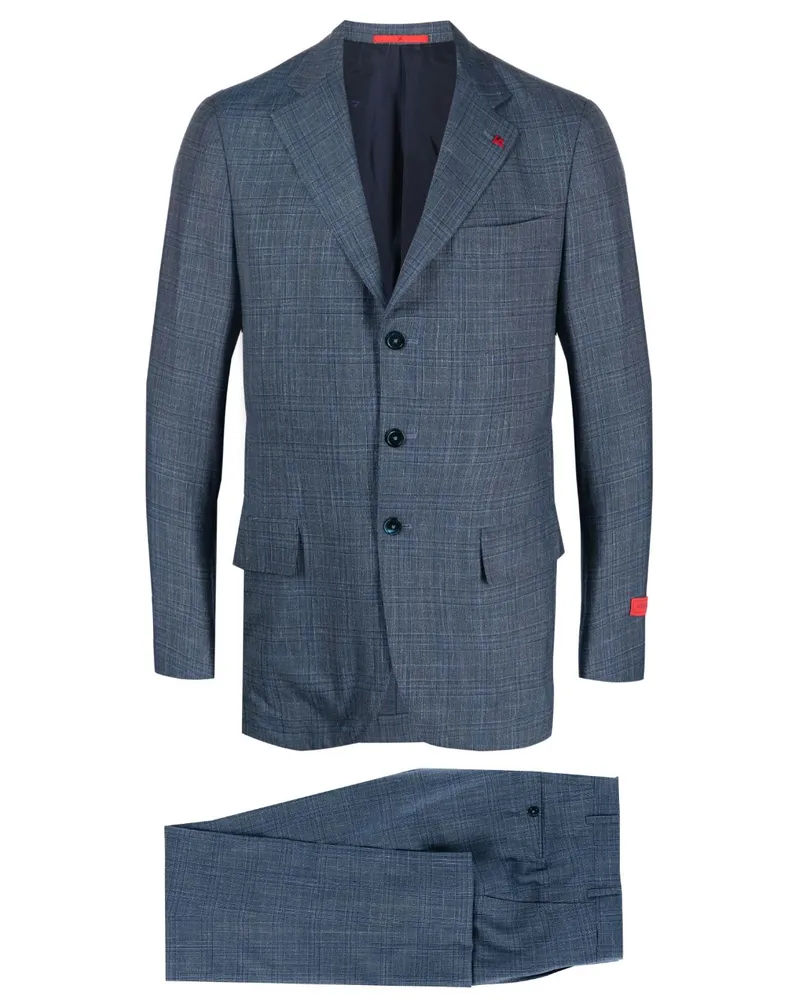 Isaia Karierter Anzug - Blau Blau