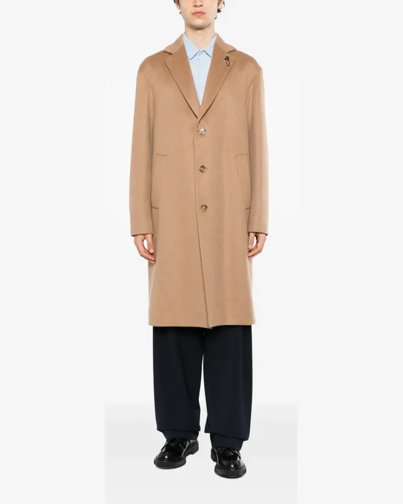LARDINI single-breasted notched-lapel coat - Nude Nude
