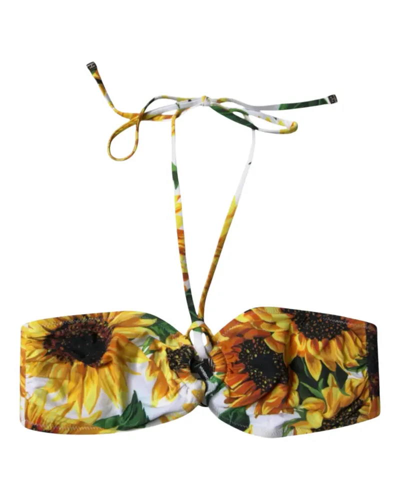 Dolce & Gabbana sunflower-print bikini top - Weiß Weiß