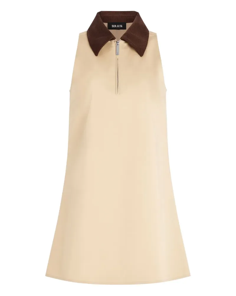 SER.O.YA Jiles zip-neck collar mini dress - Nude Nude