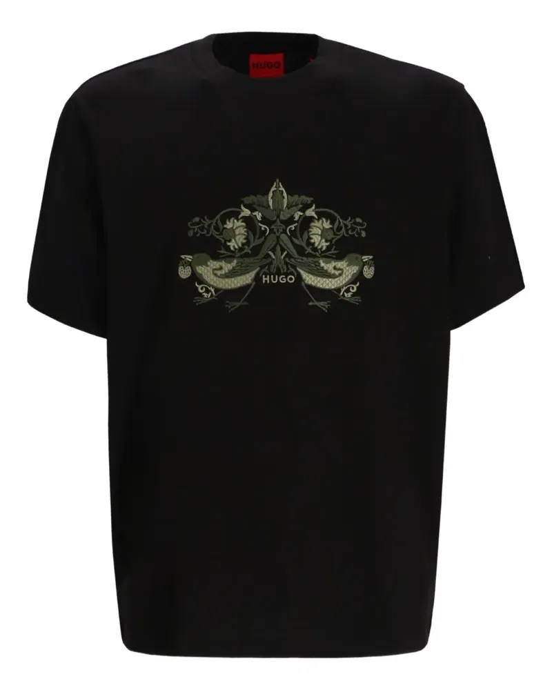 HUGO BOSS T-Shirt mit Logo-Stickerei - Schwarz Schwarz