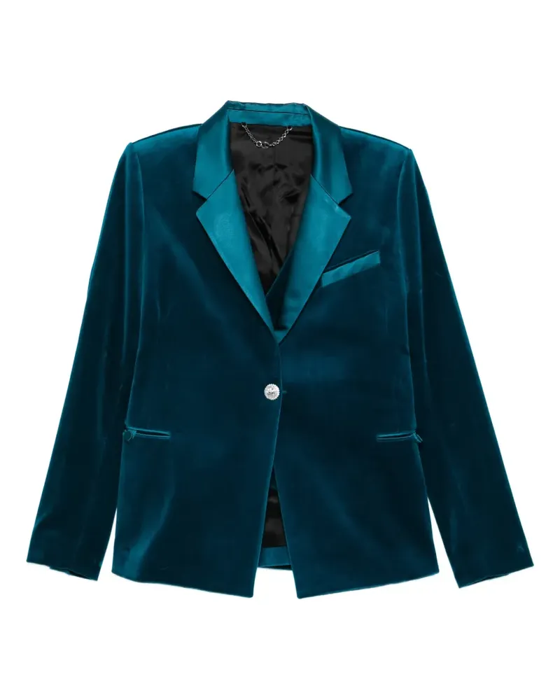 Paco Rabanne single-breasted velvet jacket - Blau Blau