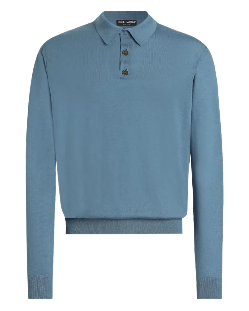 Dolce & Gabbana Gestricktes Poloshirt - Blau Blau