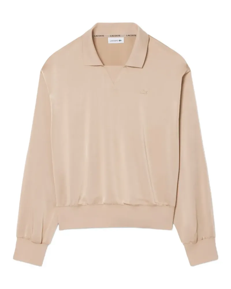 Lacoste relaxed-fit satin polo top - Nude Nude