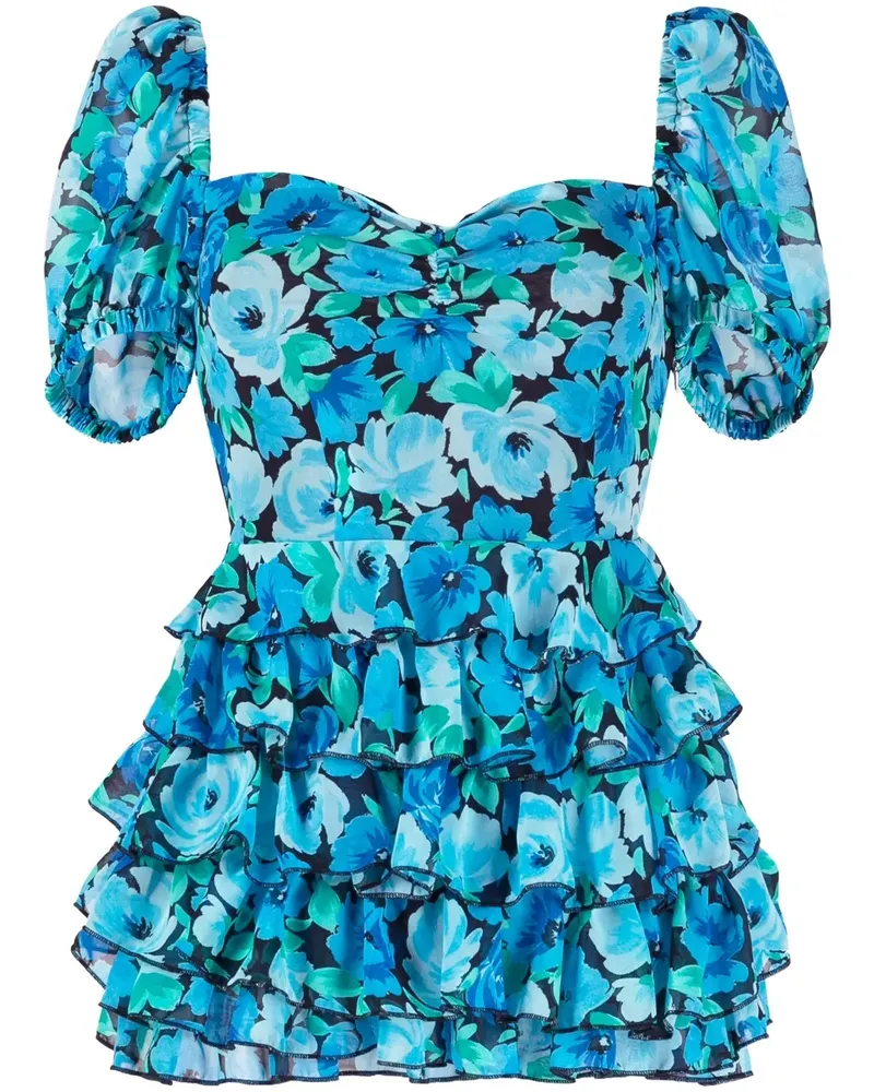 ROTATE Birger Christensen Minikleid mit Blumen-Print - Blau Blau