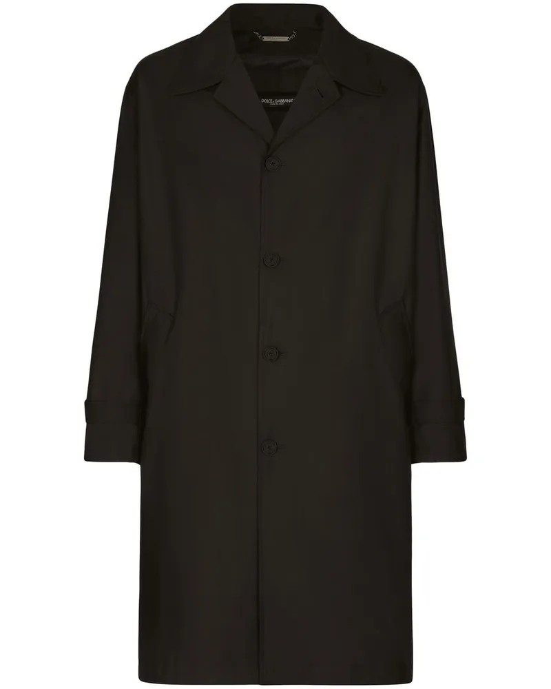 Dolce & Gabbana Einreihiger Trenchcoat mit Logo-Schild - Schwarz Schwarz