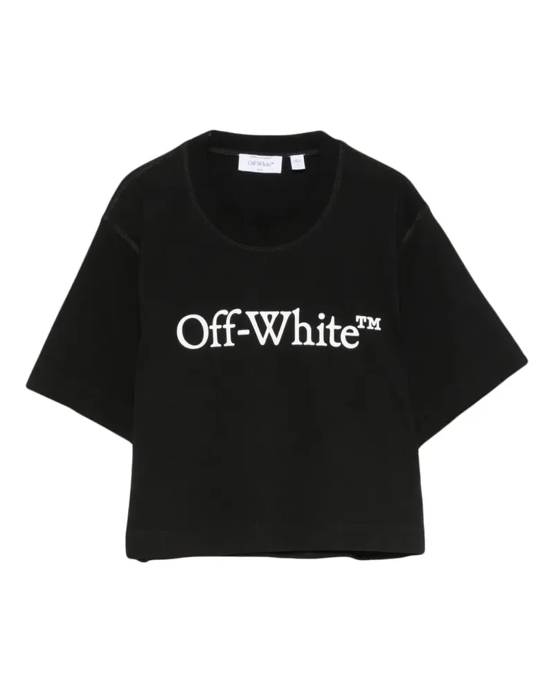 OFF-WHITE logo-print cropped T-shirt - Schwarz Schwarz