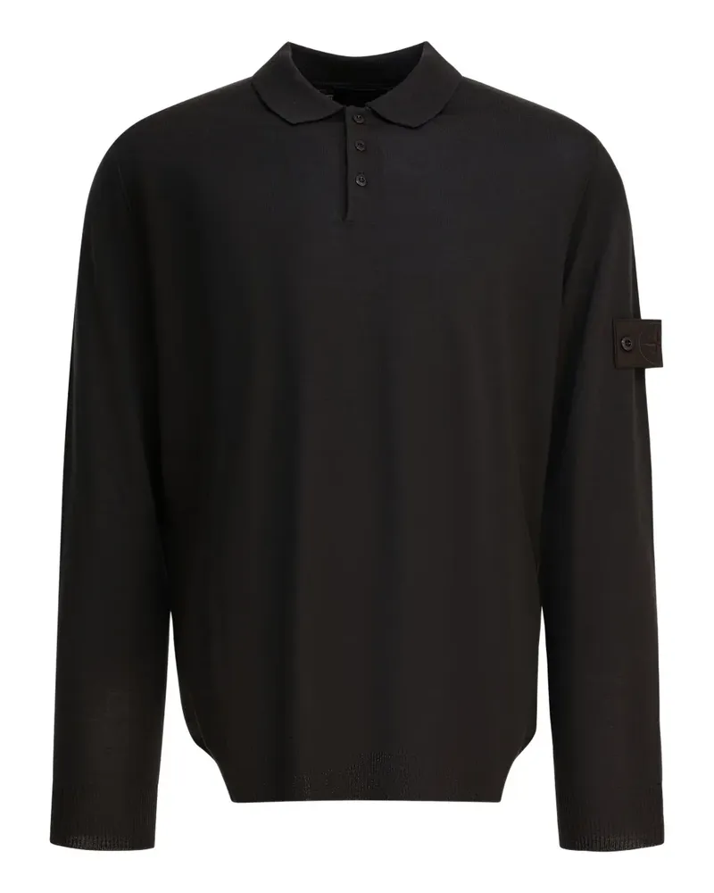 Stone Island logo-badge polo shirt - Schwarz Schwarz