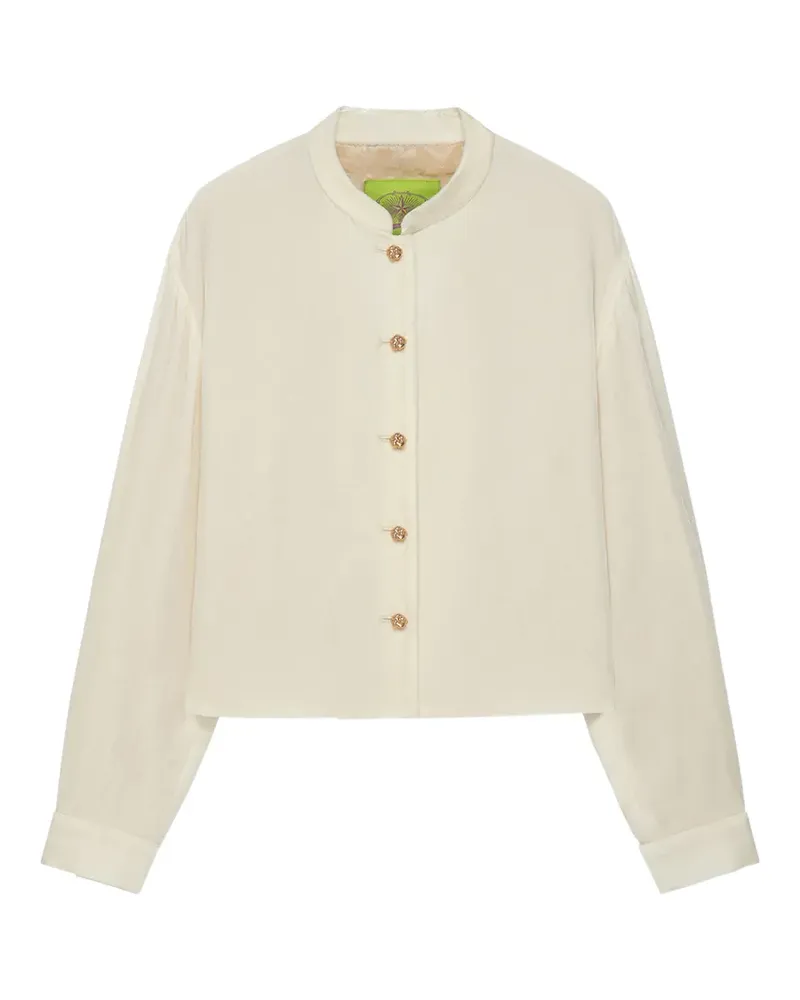 Shanghai Tang Infinite Knot Cropped-Jacke aus Maulbeerseide - Weiß Weiß