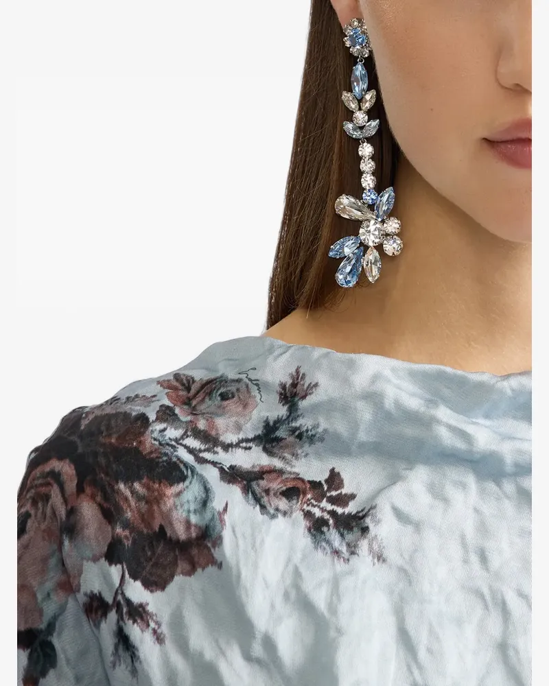 Erdem crystal-embellished floral-motif earrings - Silber Silber