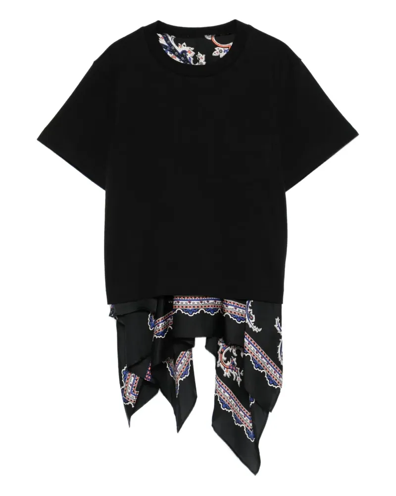 Sacai Paisley-T-Shirt mit Taschendetail - Schwarz Schwarz