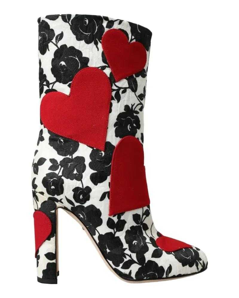 Dolce & Gabbana Stiefeletten mit Blumen-Print - Weiß Weiß