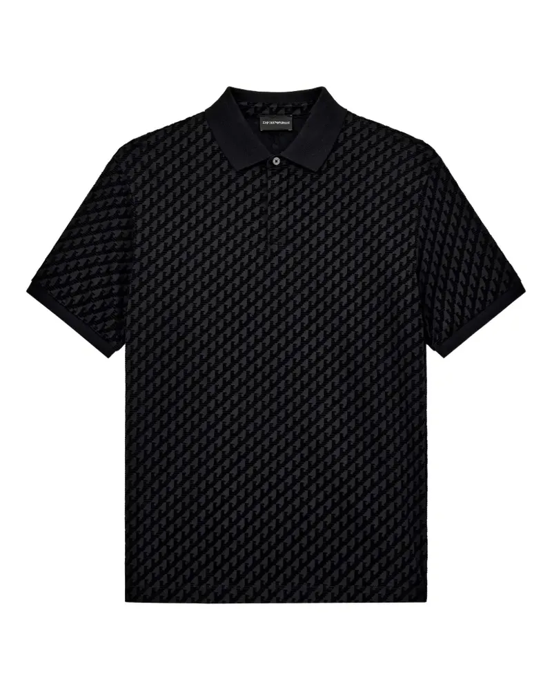 Emporio Armani Poloshirt mit Monogrammmuster - Schwarz Schwarz