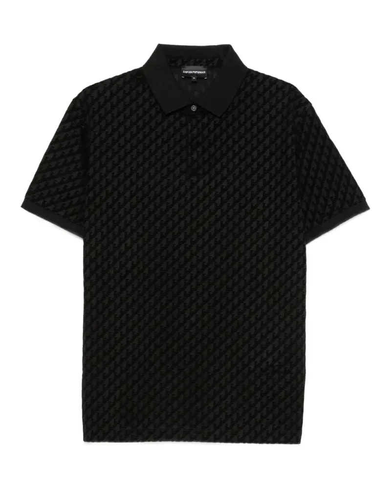 Emporio Armani monogram-pattern short-sleeve polo shirt - Schwarz Schwarz