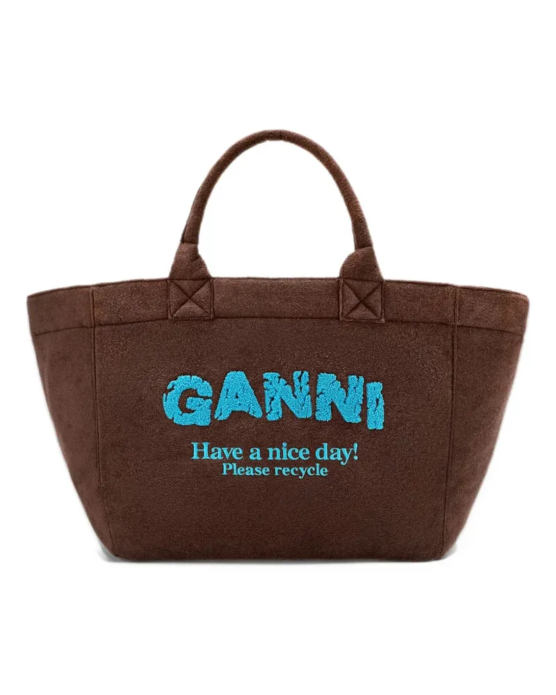Ganni Wendbare Tote Bag mit Logo-Stickerei - Braun Braun
