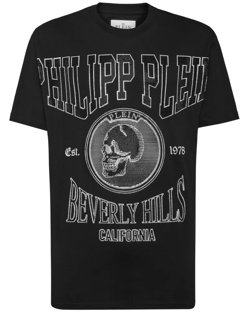 Philipp Plein T-Shirt mit Kristallen - Schwarz Schwarz