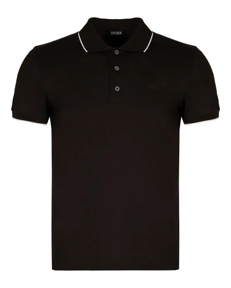 Ermenegildo Zegna ribbed-collar polo shirt - Schwarz Schwarz