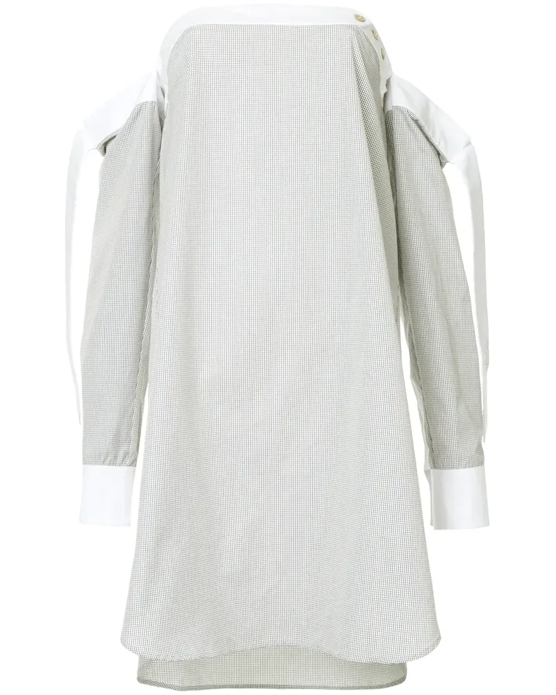 Monographie Schulterfreies Kleid mit Karomuster - Schwarz Schwarz