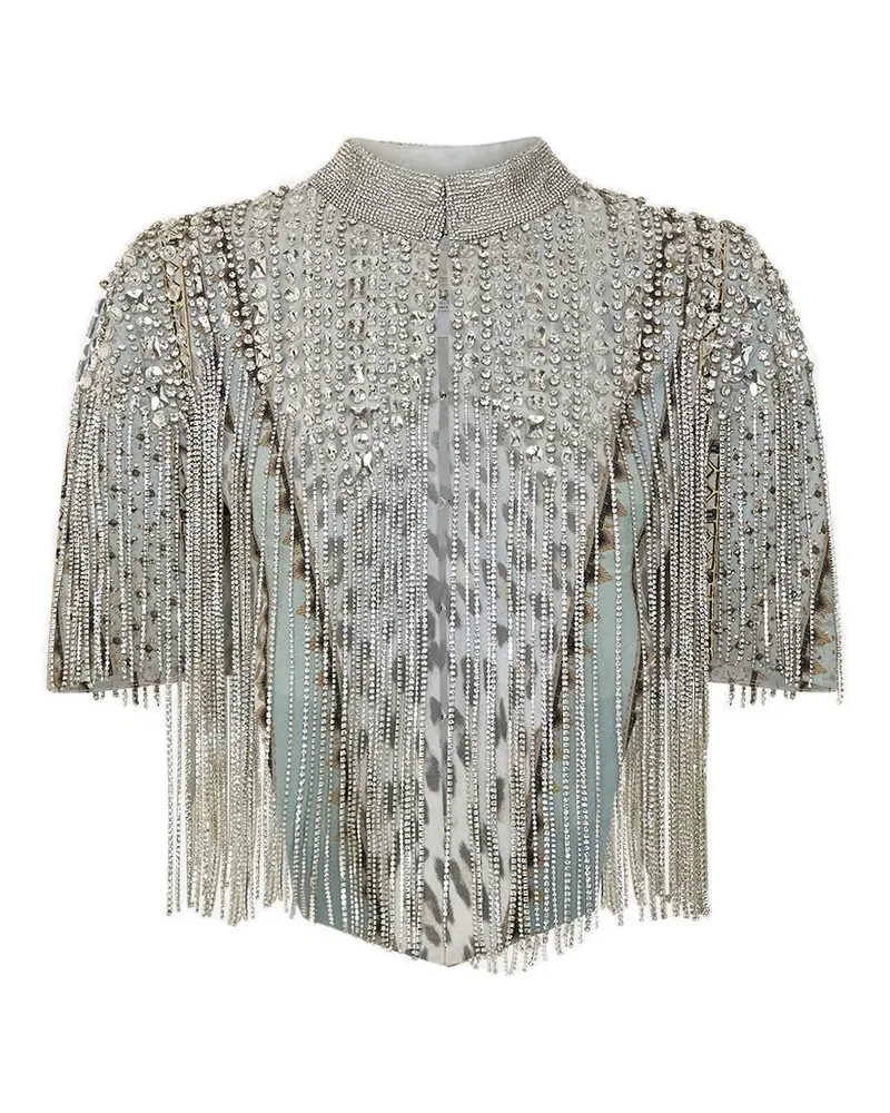 Camilla Top mit Fransen - Blau Blau
