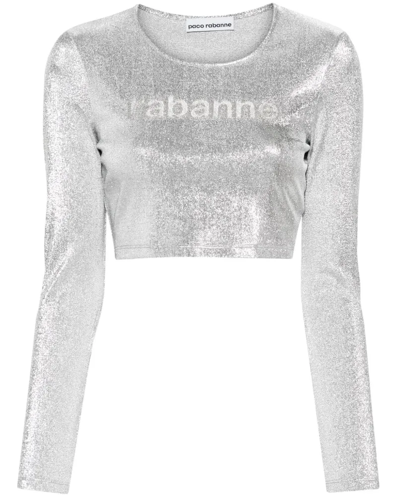 Paco Rabanne Cropped-T-Shirt mit Schmuck-Logo - Silber Silber