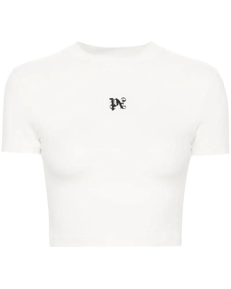 Palm Angels Cropped-T-Shirt mit Logo-Stickerei - Nude Nude