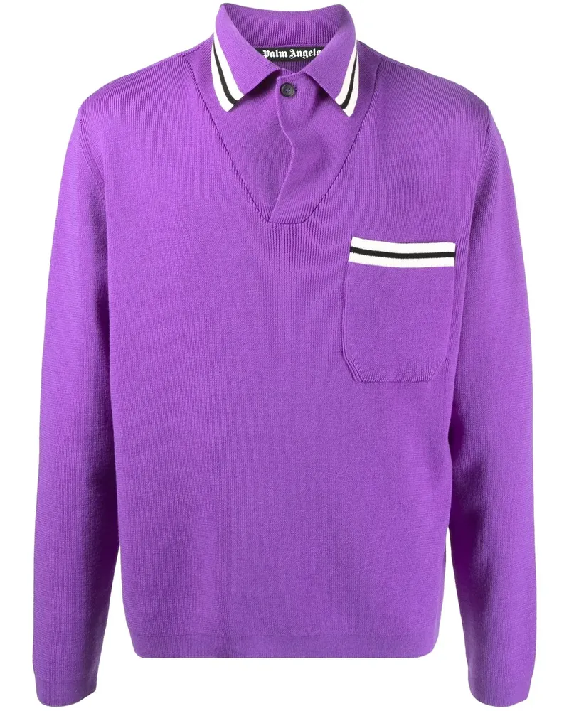 Palm Angels Poloshirt mit gestreiften Details - Violett Violett