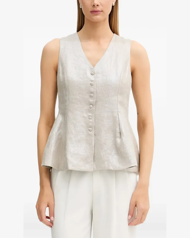 Joseph Ribkoff metallic-effect peplum top - Nude Nude