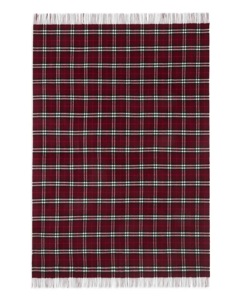 Burberry Decke aus Kaschmir mit Fransen (200cm x 140cm) - Rot Rot