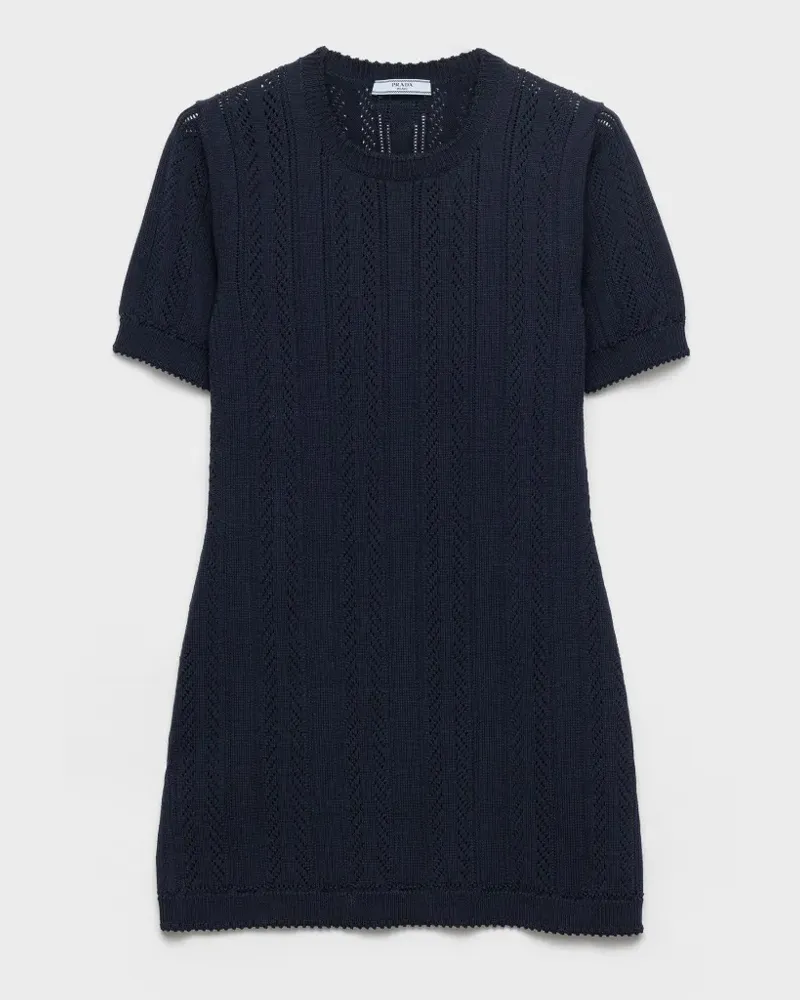 Prada openwork cotton mini-dress - Blau Blau