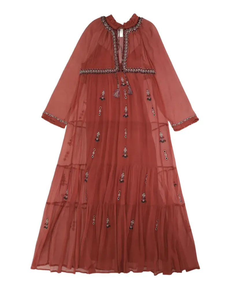 Fortela Arsia embroidered silk chiffon maxi dress - Rot Rot