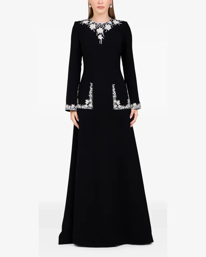 Dina Melwani long-sleeves maxi dress - Schwarz Schwarz