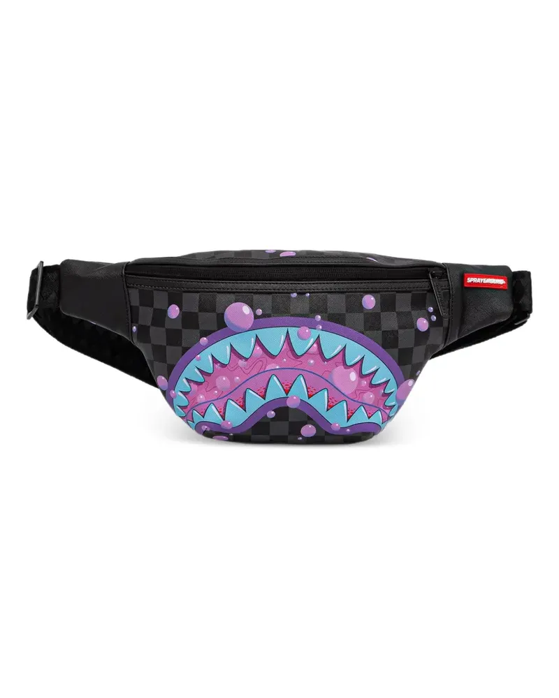 Sprayground Purple Slime check-pattern shark-mouth belt bag - Schwarz Schwarz
