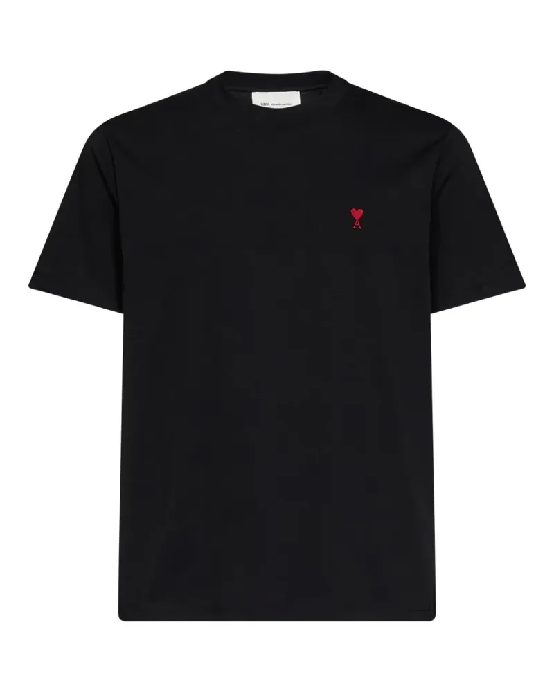 AMI Paris black T-shirt in cotton jersey with Ami de Coeur - Schwarz Schwarz