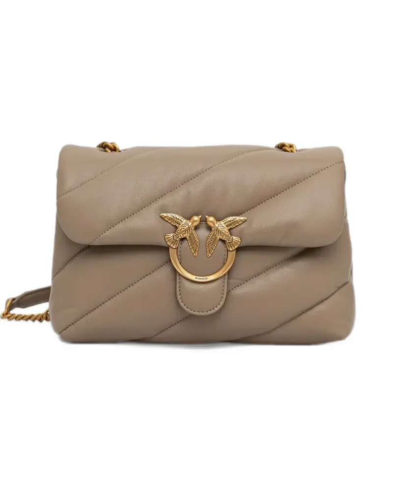 Pinko Mittelgroße Love Schultertasche mit Steppung - Grau Grau
