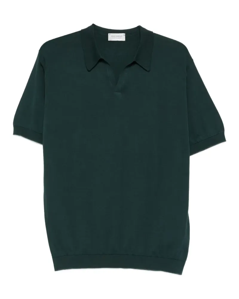 John Smedley Noah T-Shirt mit Poloshirtkragen - Grün Grün