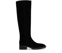 Wildlederstiefel mit spitzer Kappe - Schwarz