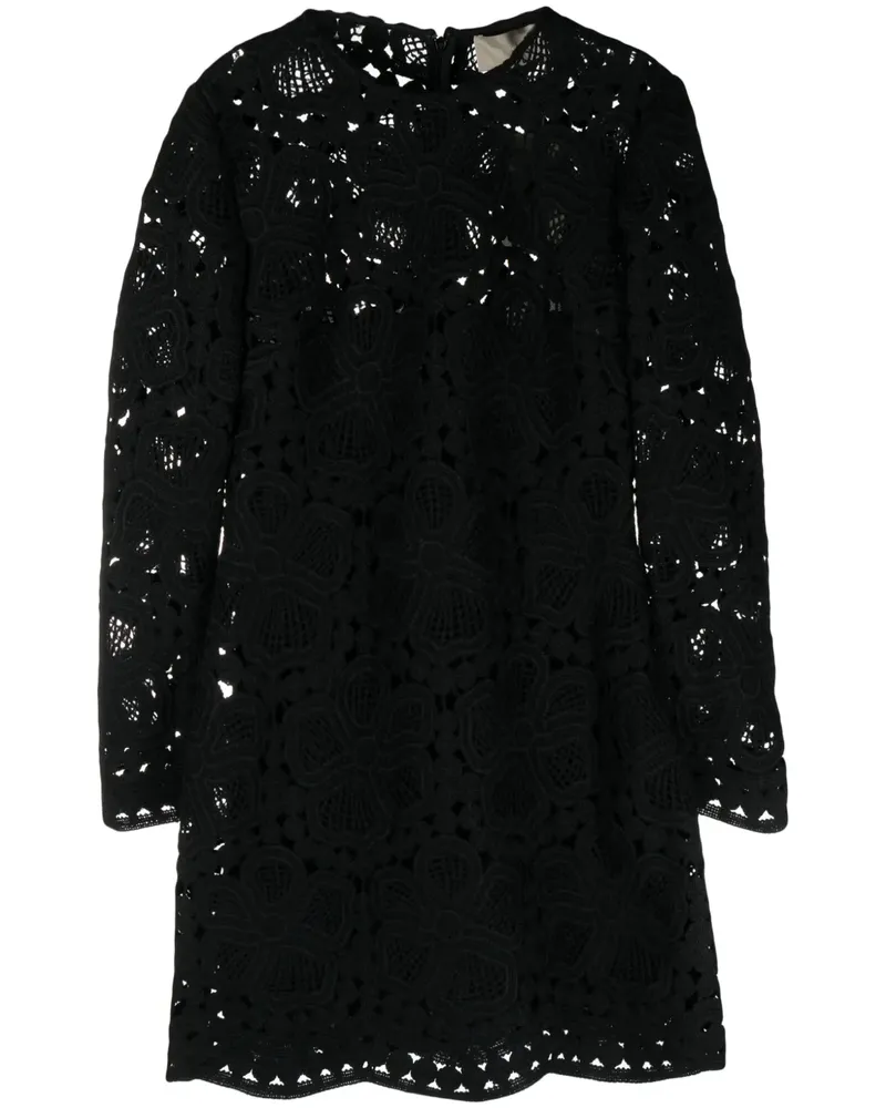 Elie Saab Makramee-Minikleid mit Blumenmuster - Schwarz Schwarz