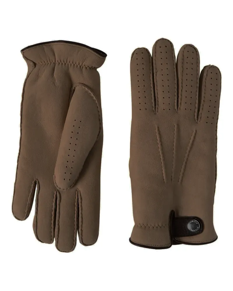 Brunello Cucinelli Handschuhe aus Wildleder mit Shearling-Futter - Nude Nude