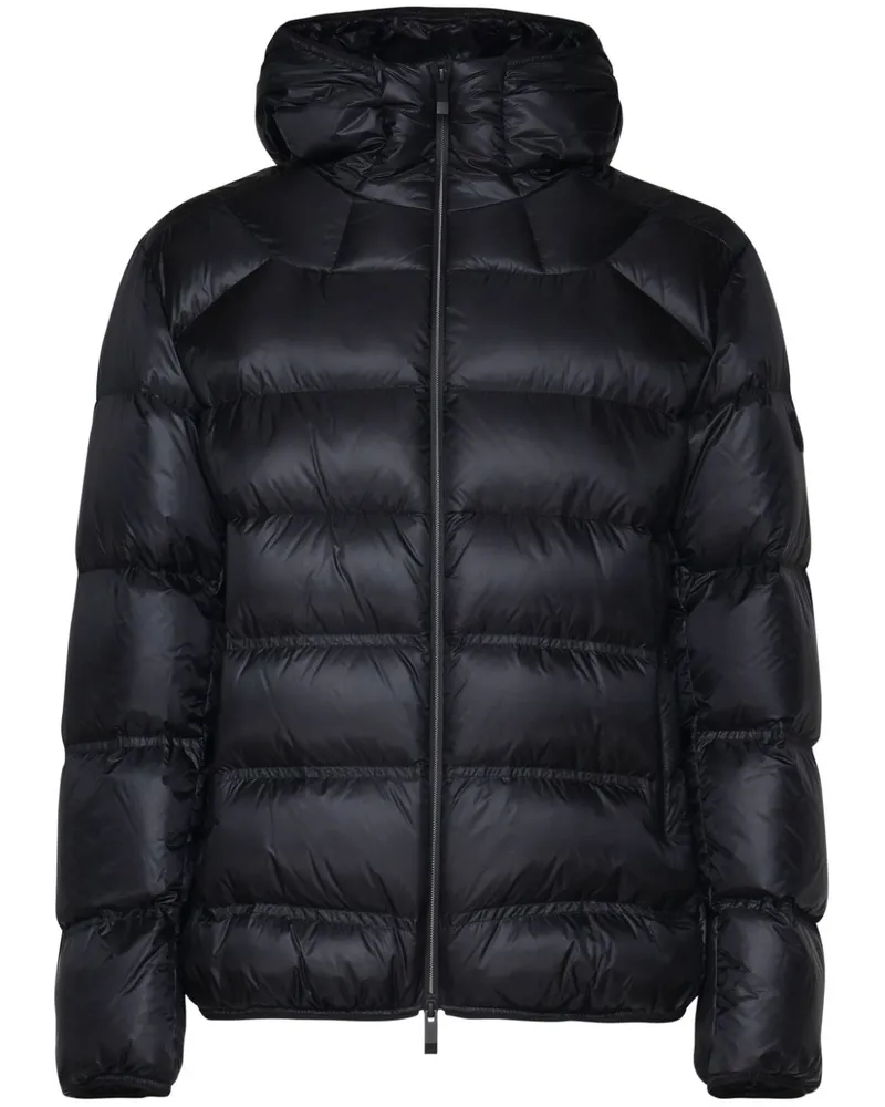 Moncler Kapuzenjacke mit Logo-Patch - Schwarz Schwarz