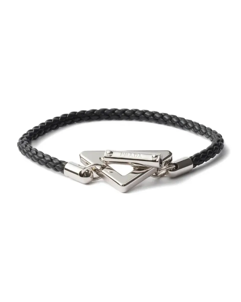 Prada Lederarmband mit T-Riemen - Silber Silber