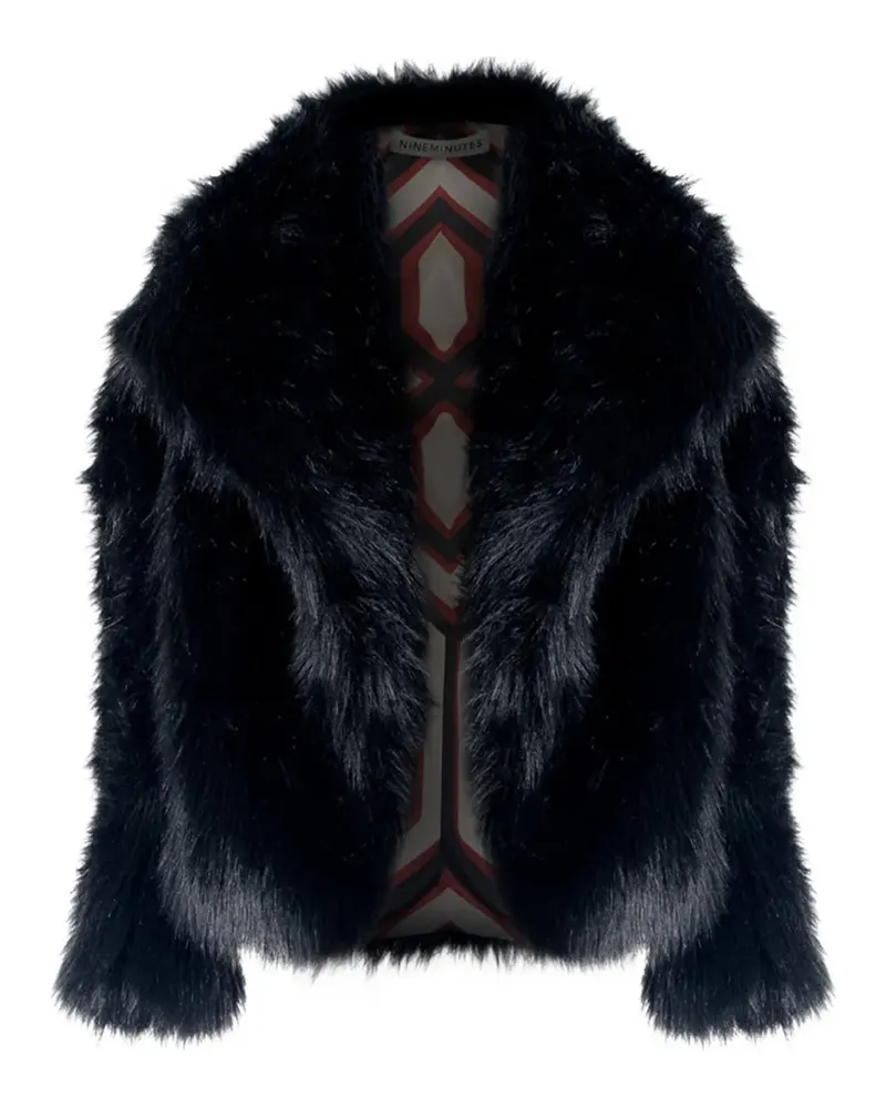 NINEMINUTES The Marylin 25 Mantel aus Faux Fur - Schwarz Schwarz