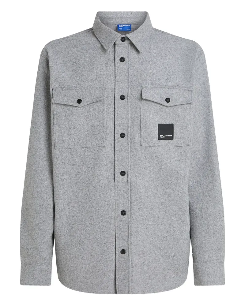 Karl Lagerfeld Flanellhemd mit Klappentasche - Grau Grau